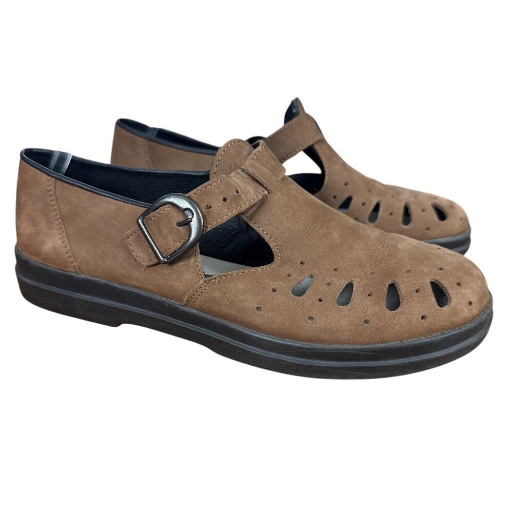 Rieker Doris Womens Brown Leather Nubuck Comfort Shoes Flats Casual sz 39 / 8